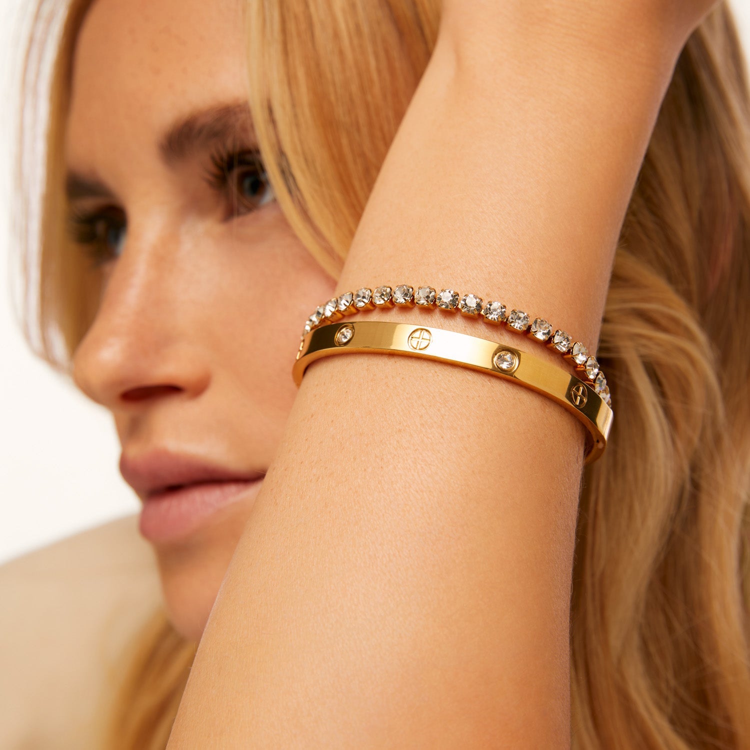 Bracelete Pedras de Glamour Banhado em Ouro 18k