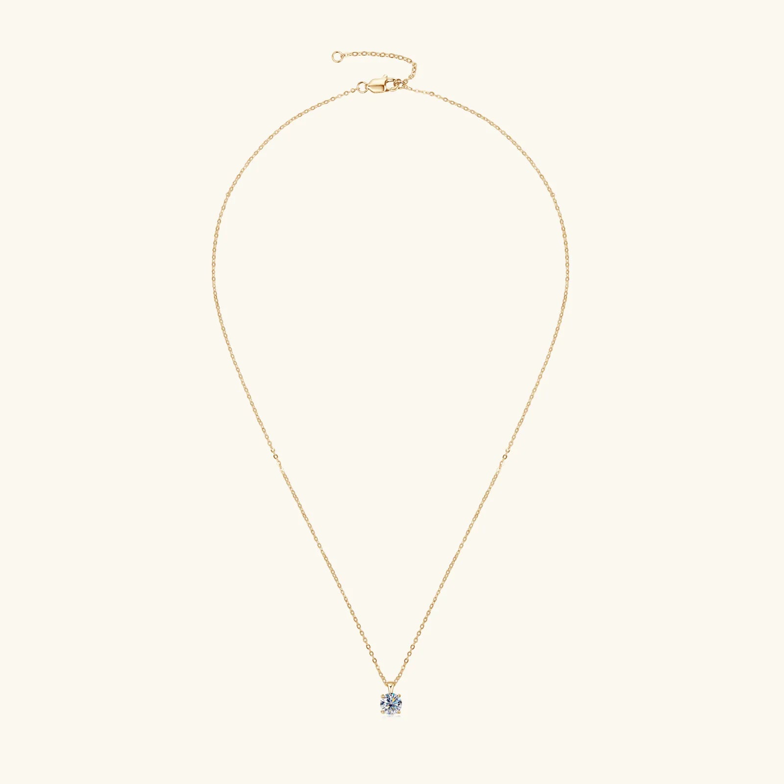 Colar Solitário com Pedra Moissanite – Folheado a Ouro 18k