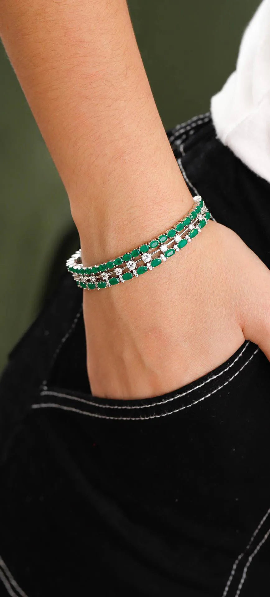 Pulseira Riviera Ágata - Esmeralda | 17 cm